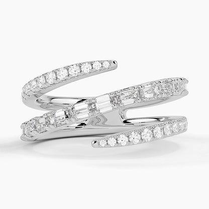 Sarmal 1,00 Karat Baget Kesim Laboratuvar Pırlanta Yüzük 18K - Bold Diamonds
