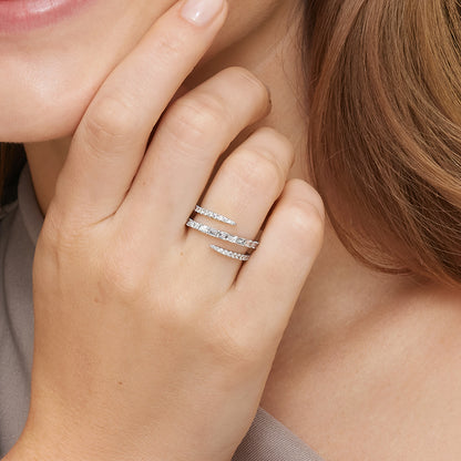 Sarmal 1,00 Karat Baget Kesim Laboratuvar Pırlanta Yüzük 18K - Bold Diamonds