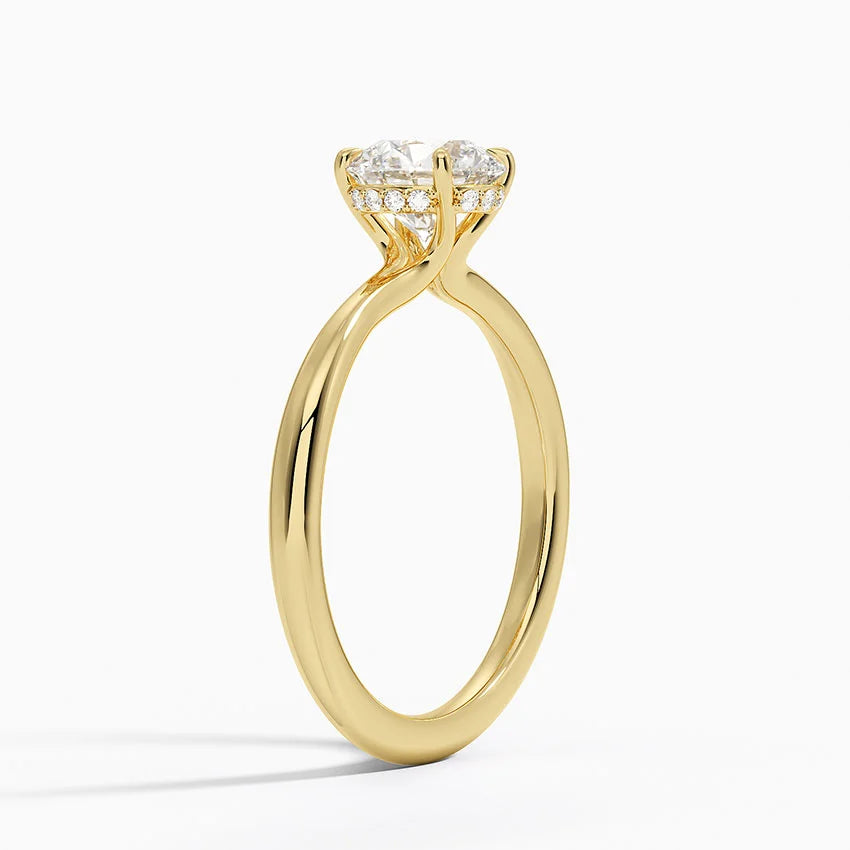1.10 Karat Hidden Halo Tasarım Tektaş Laboratuvar Pırlanta Yüzük 18K  - Alvora - Bold Diamonds