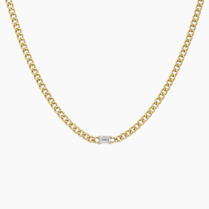 Zümrüt Model 1.00 karat Emerald Kesim Laboratuvar Pırlanta Kolye 18K - Bold Diamonds