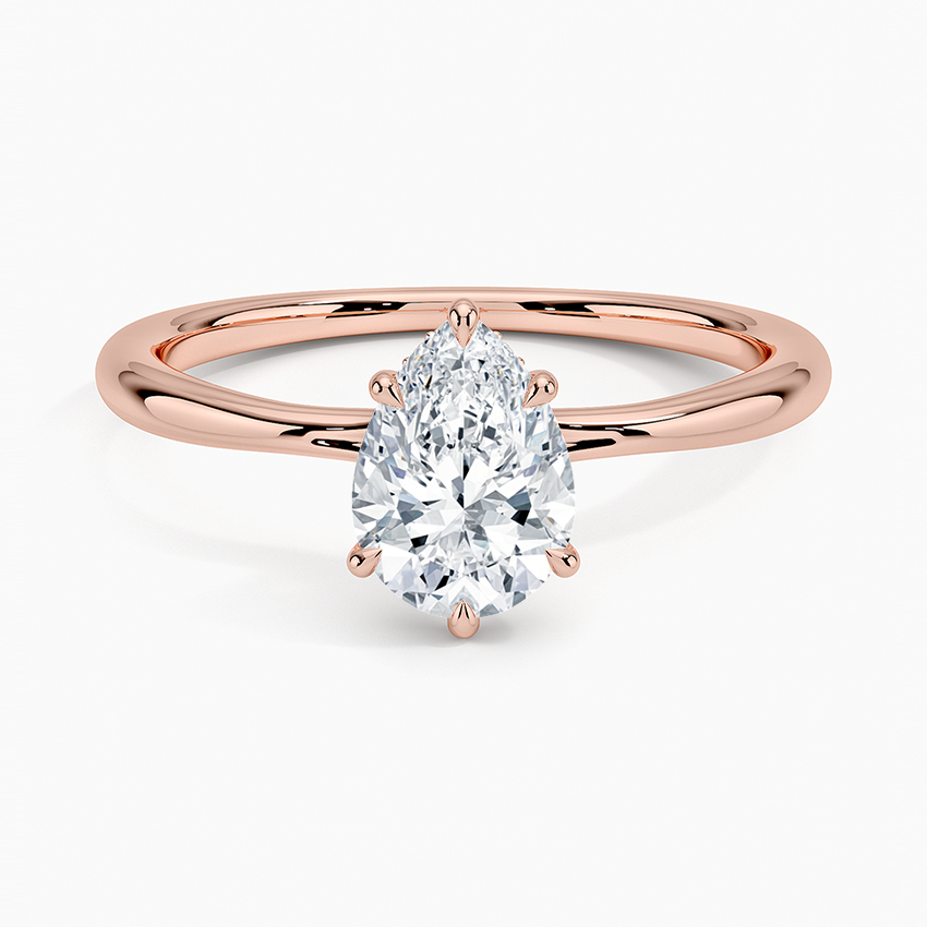 1.10 Karat Pear Kesim Hidden Halo Tasarım Tektaş Laboratuvar Pırlanta Yüzük 18K  - Alvora - Bold Diamonds