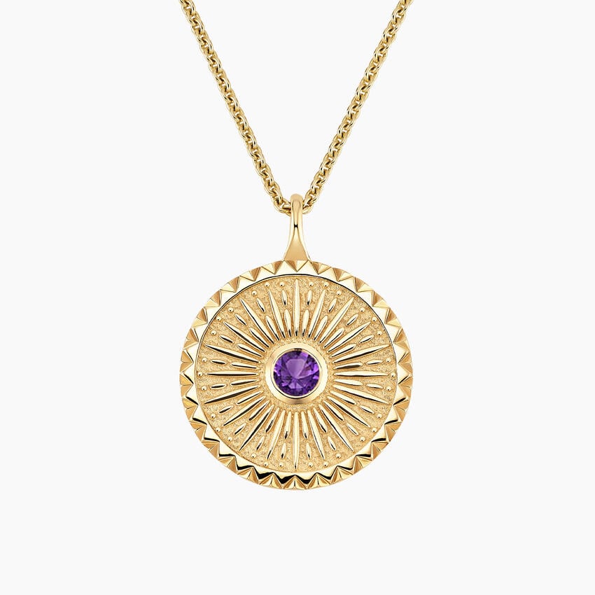 Güneş Model 1.00 karat Laboratuvar Amethyst Kolye 18K - Bold Diamonds