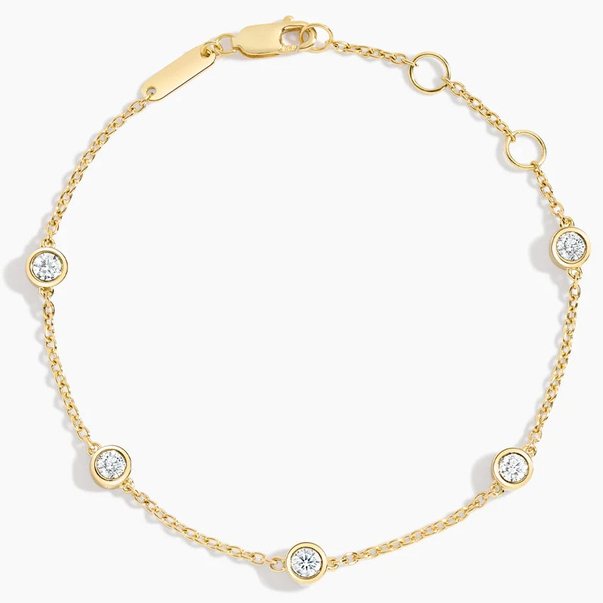 Beş Taşlı Model 1.00 Karat Yuvarlak Kesim Laboratuvar Pırlanta Bileklik 18K - Bold Diamonds
