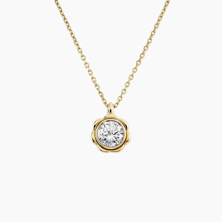 Papatya Model 1.00 karat Yuvarlak Kesim Laboratuvar Pırlanta Kolye 18K - Bold Diamonds