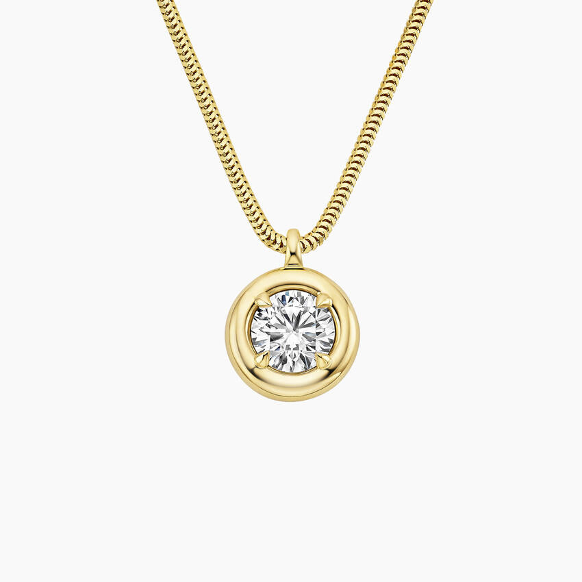 Secren Charm Yuvarlak 1.00 karat Yuvarlak Kesim Laboratuvar Pırlanta Kolye 18K - Bold Diamonds