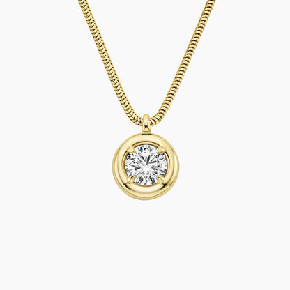 Secren Charm Yuvarlak 1.00 karat Yuvarlak Kesim Laboratuvar Pırlanta Kolye 18K - Bold Diamonds
