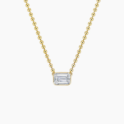 Boncuk Zincir Emerald  1.00 karat Emerald Kesim Laboratuvar Pırlanta Kolye 18K - Bold Diamonds