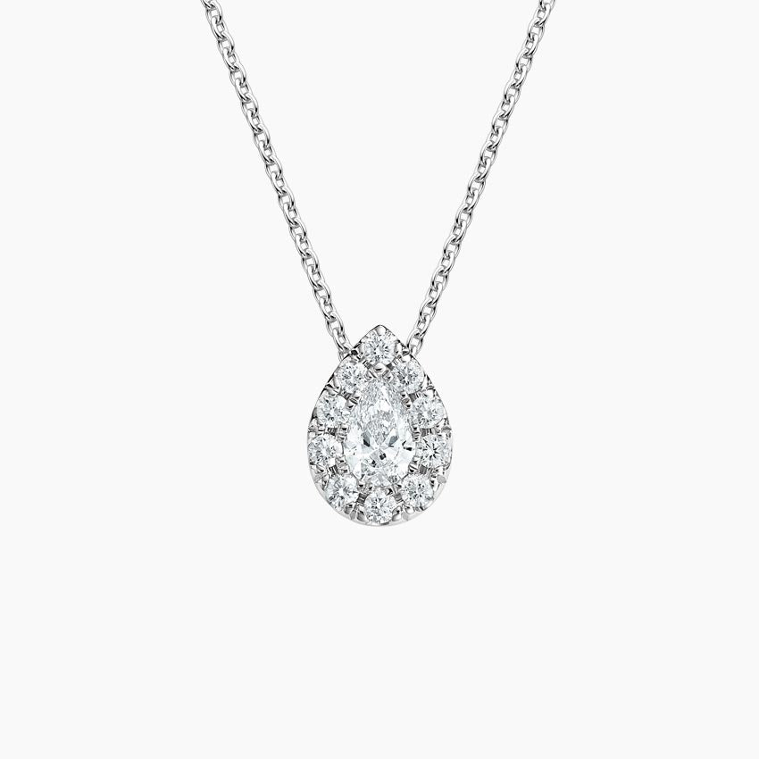 Damla Halo Model 1.00 karat Damla Kesim Laboratuvar Pırlanta Kolye 18K - Bold Diamonds
