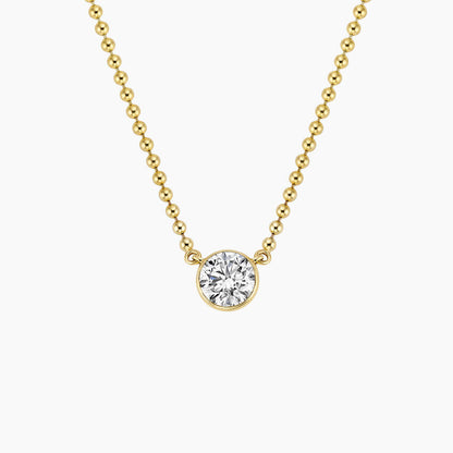 Boncuk Zincir Yuvarlak  1.00 karat Yuvarlak Kesim Laboratuvar Pırlanta Kolye 18K - Bold Diamonds