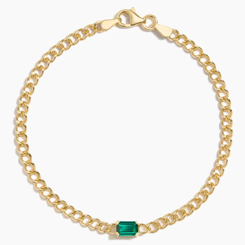 Tek Taş Model 1.00 Karat Zümrüt Kesim Laboratuvar Zümrüt Bileklik 18K - Bold Diamonds