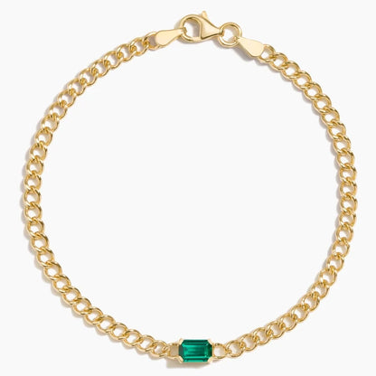 Tek Taş Model 1.00 Karat Zümrüt Kesim Laboratuvar Zümrüt Bileklik 18K - Bold Diamonds