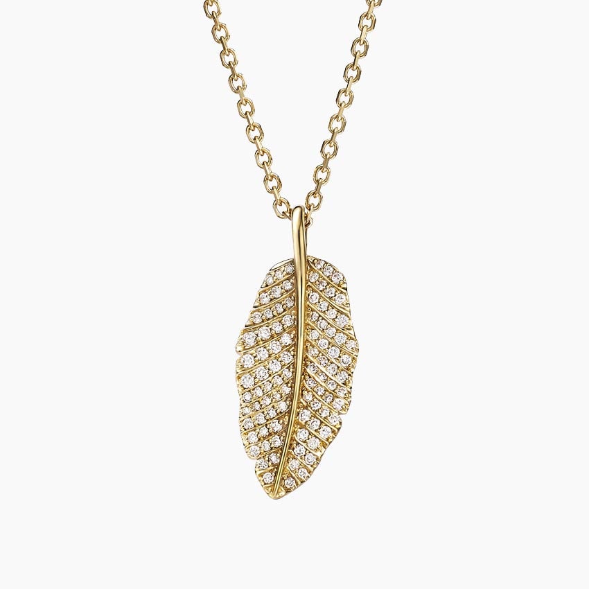Lüks Yaprak Model 1.00 karat Yuvarlak Kesim Laboratuvar Pırlanta Kolye 18K - Bold Diamonds