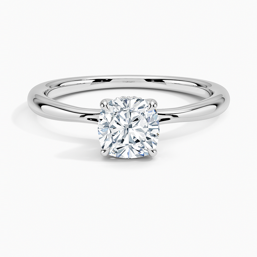 1.10 Karat Cushion Kesim Hidden Halo Tasarım Tektaş Laboratuvar Pırlanta Yüzük 18K  - Alvora - Bold Diamonds
