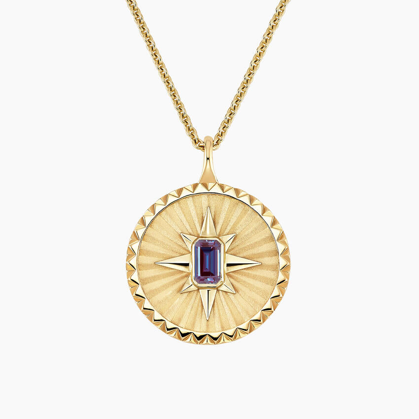 Star Model 1.00 carat Emerald Cut Alexandrite Necklace 18K 