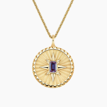 Star Model 1.00 carat Emerald Cut Alexandrite Necklace 18K 