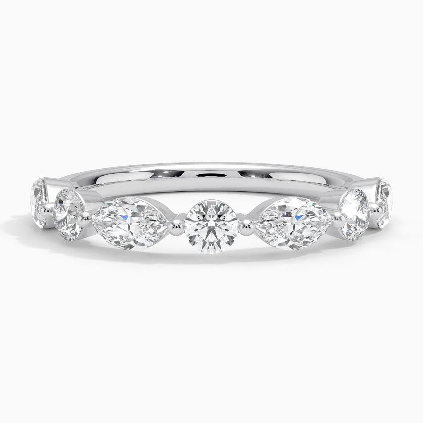 Yarım Tur Yüzük 1.00 Karat Yuvarlak Kesim Laboratuvar Pırlanta Yüzük 18K - Bold Diamonds