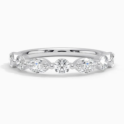 Yarım Tur Yüzük 1.00 Karat Yuvarlak Kesim Laboratuvar Pırlanta Yüzük 18K - Bold Diamonds