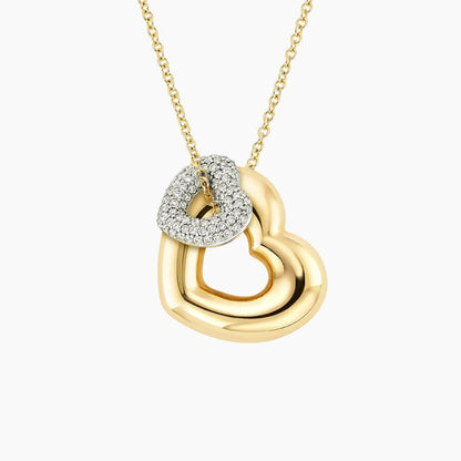 İkili Kalp Model 1.00 karat Yuvarlak Kesim Laboratuvar Pırlanta Kolye 18K - Bold Diamonds