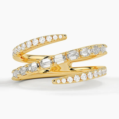Sarmal 1,00 Karat Baget Kesim Laboratuvar Pırlanta Yüzük 18K - Bold Diamonds
