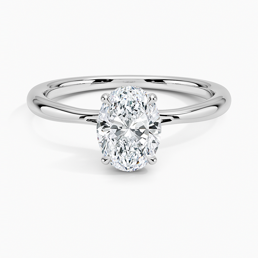 1.10 Karat Oval Kesim Hidden Halo Tasarım Tektaş Laboratuvar Pırlanta Yüzük 18K  - Alvora - Bold Diamonds