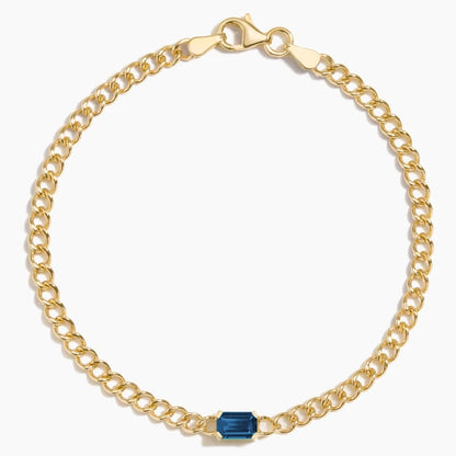 Tek Taş Model 1.00 Karat Zümrüt Kesim Laboratuvar London Blue Topaz Bileklik 18K - Bold Diamonds