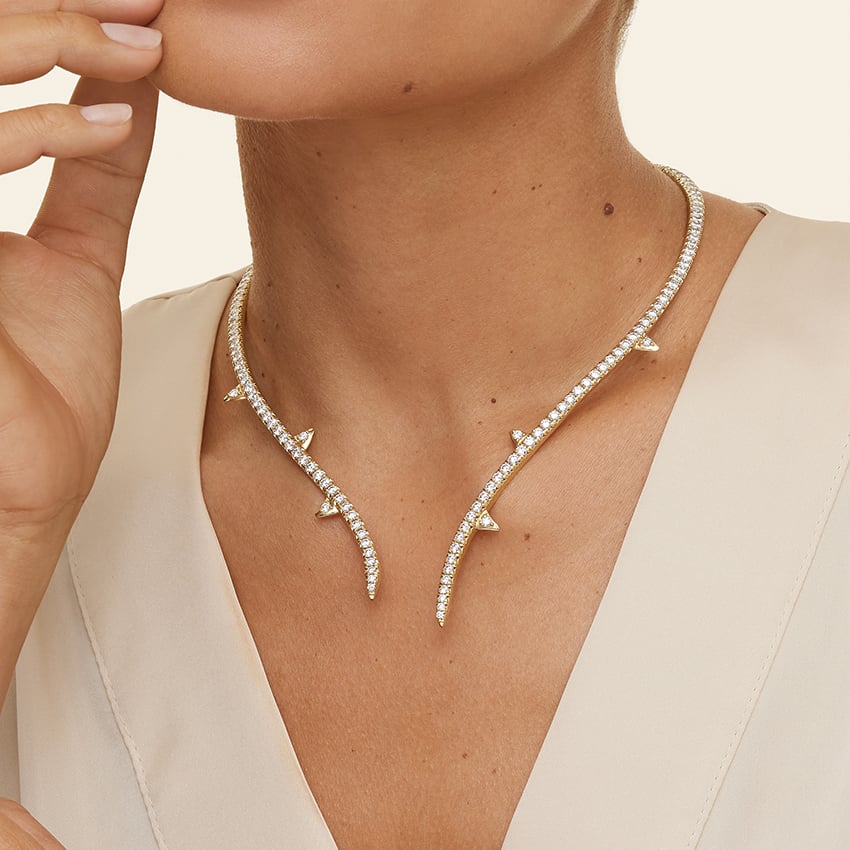 Elmas Gölgesi Model 10.00 karat Yuvarlak Kesim Laboratuvar Pırlanta Kolye 18K - Bold Diamonds