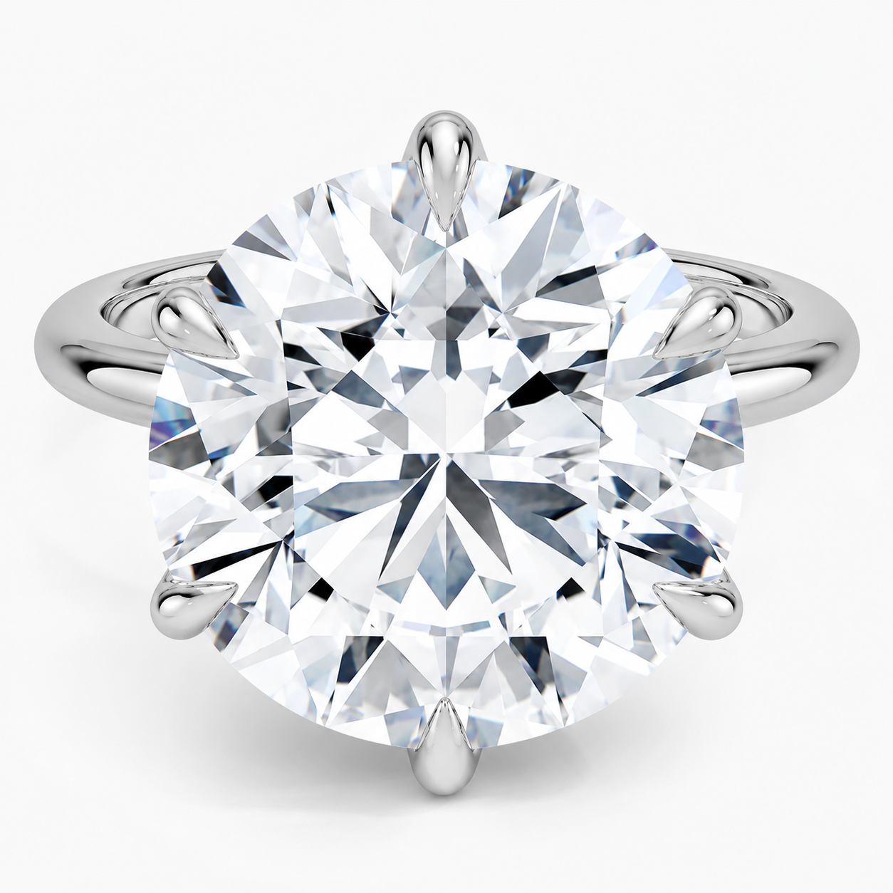 Altı Tırnak 7.00 Karat Yuvarlak Kesim D-VS Tektaş Laboratuvar Pırlanta Yüzük - Bold Diamonds