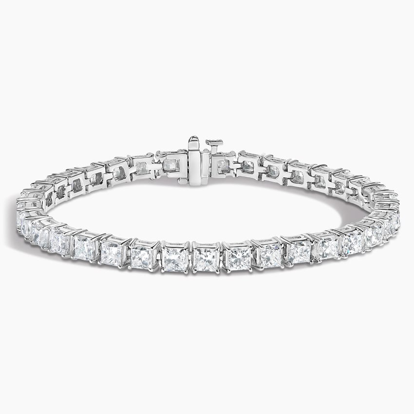 Su Yolu Model 14.00 Karat Prenses Kesim Laboratuvar Pırlanta Bileklik 18K - Bold Diamonds