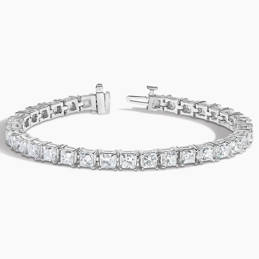 Su Yolu Model 14.00 Karat Prenses Kesim Laboratuvar Pırlanta Bileklik 18K - Bold Diamonds