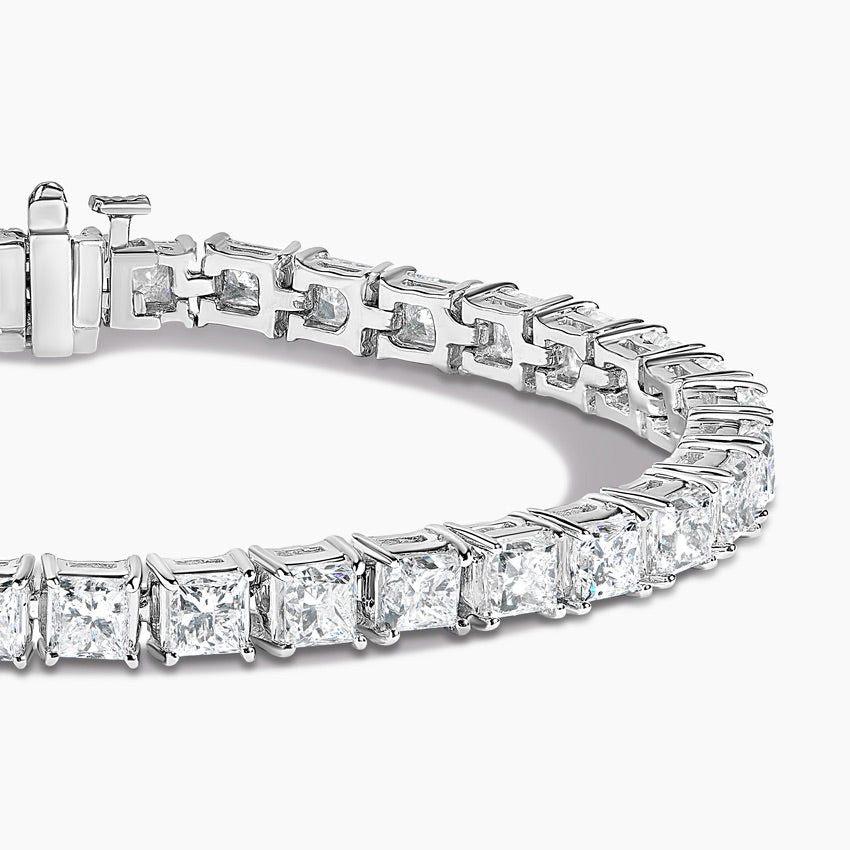 Su Yolu Model 14.00 Karat Prenses Kesim Laboratuvar Pırlanta Bileklik 18K - Bold Diamonds