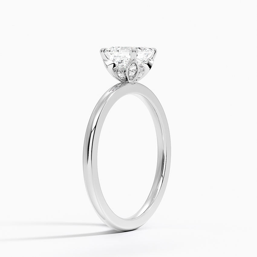 1.15 Karat Asscher Kesim Hidden Halo Tasarım Tektaş Laboratuvar Pırlanta Yüzük - Delora - Bold Diamonds