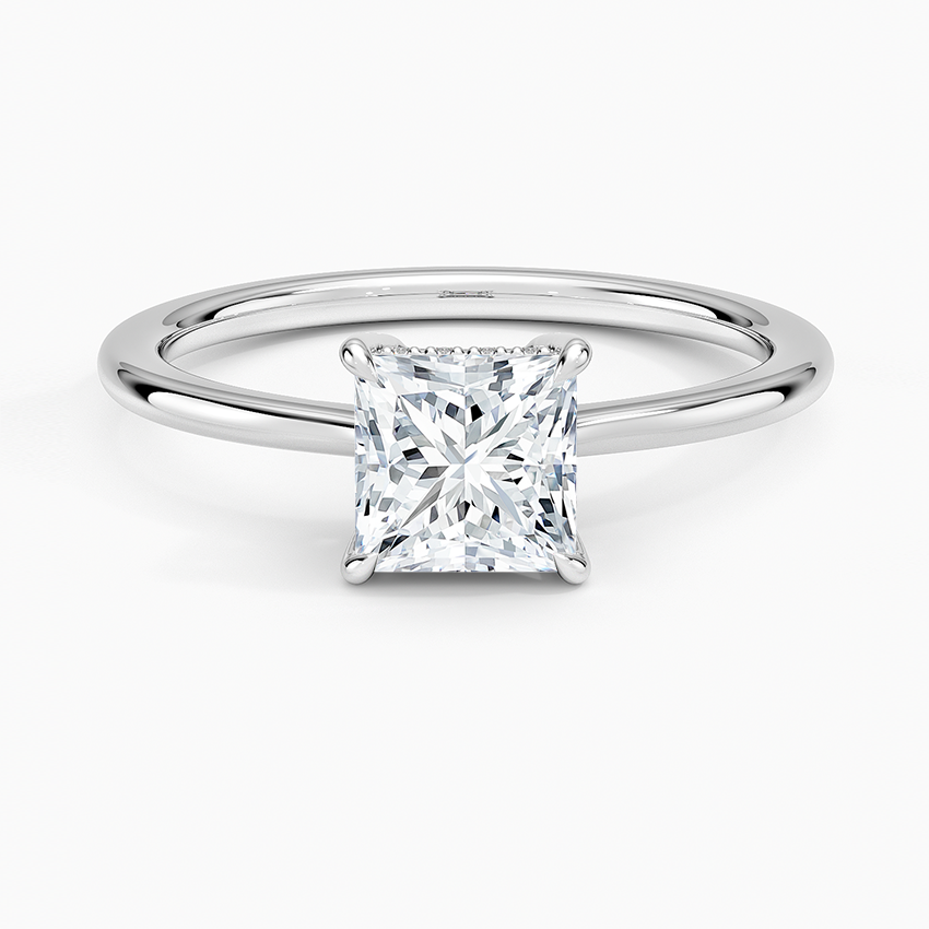 1.10 Prenses Kesim Hidden Halo Tasarım Tektaş Laboratuvar Pırlanta Yüzük - Tilora