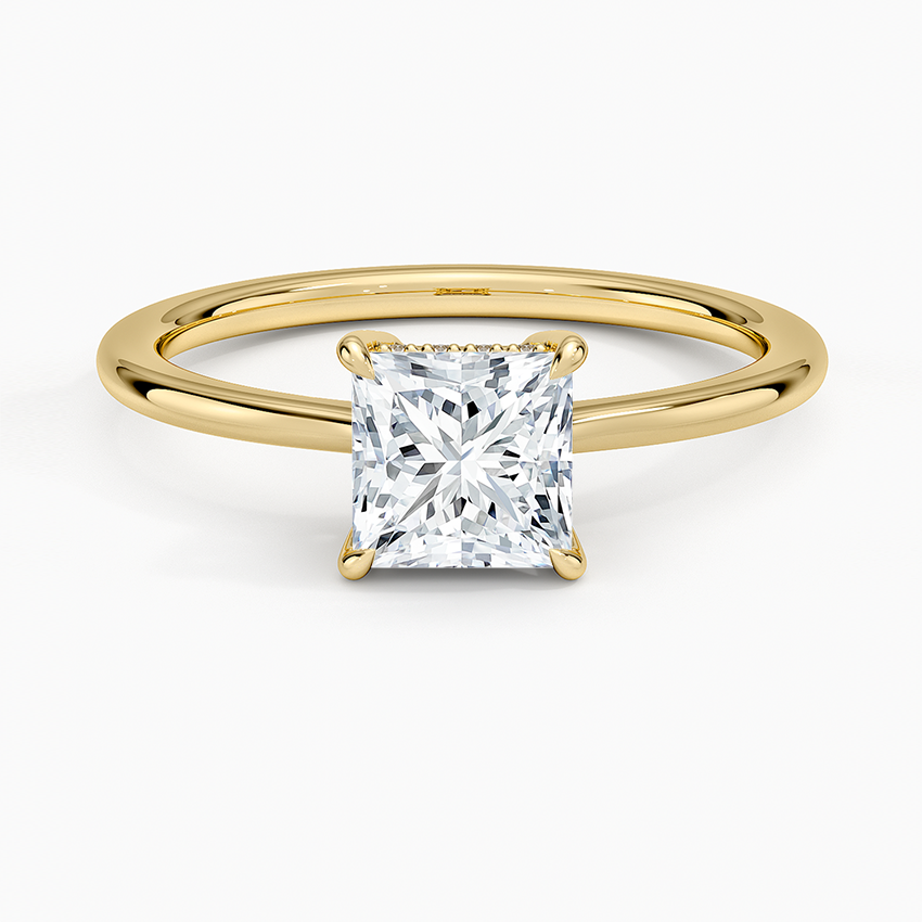 1.10 Prenses Kesim Hidden Halo Tasarım Tektaş Laboratuvar Pırlanta Yüzük - Tilora