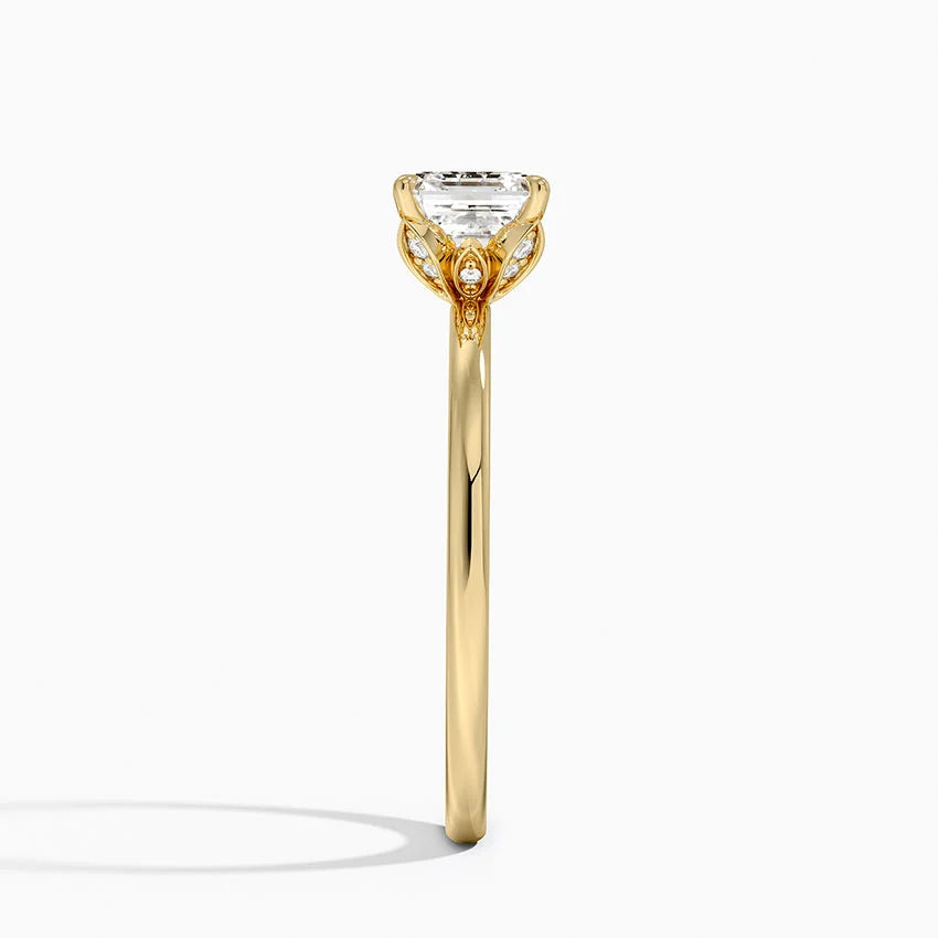 1.15 Karat Asscher Kesim Hidden Halo Tasarım Tektaş Laboratuvar Pırlanta Yüzük - Delora - Bold Diamonds
