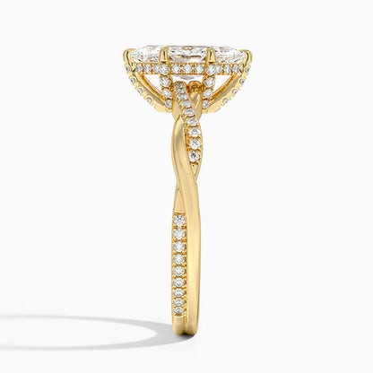 1.60 Carat Princess Halo Design Solitaire Lab Diamond Ring 18K - Florina 