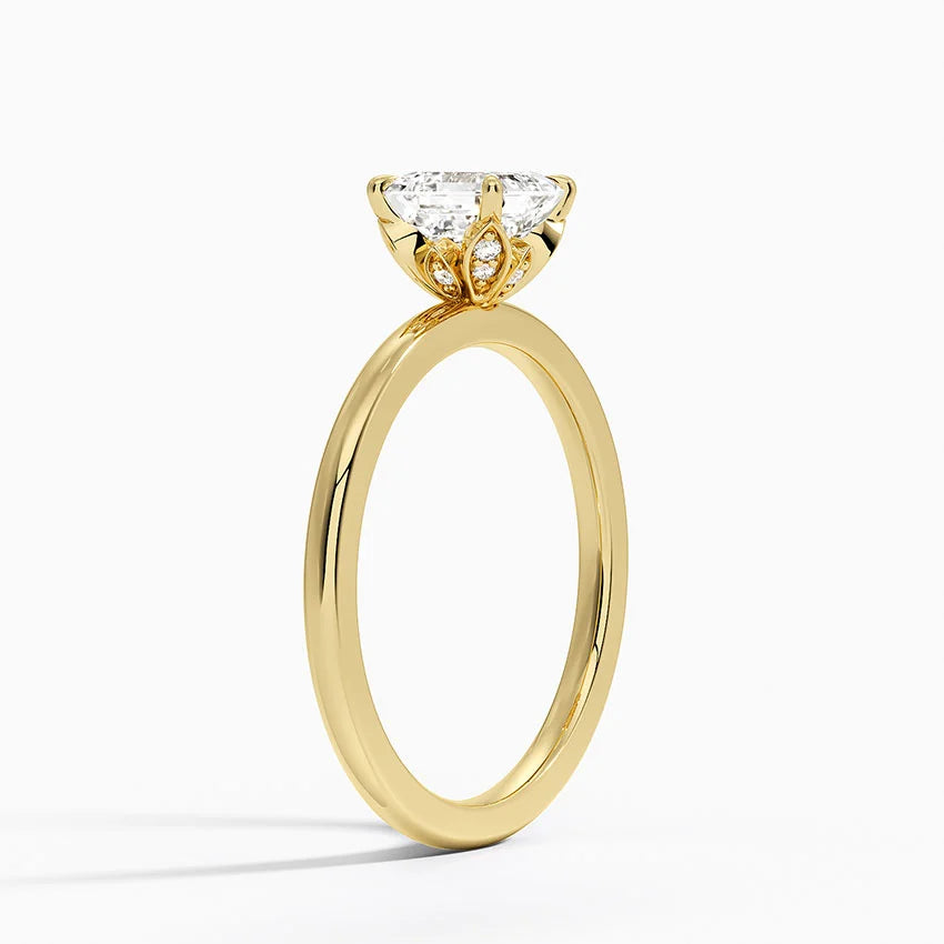 1.15 Karat Asscher Kesim Hidden Halo Tasarım Tektaş Laboratuvar Pırlanta Yüzük - Delora - Bold Diamonds