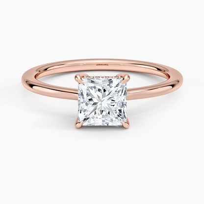 1.10 Prenses Kesim Hidden Halo Tasarım Tektaş Laboratuvar Pırlanta Yüzük - Tilora