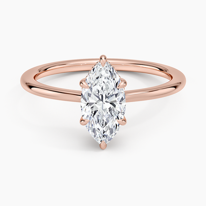 1.10 Marquise Kesim Hidden Halo Tasarım Tektaş Laboratuvar Pırlanta Yüzük - Tilora