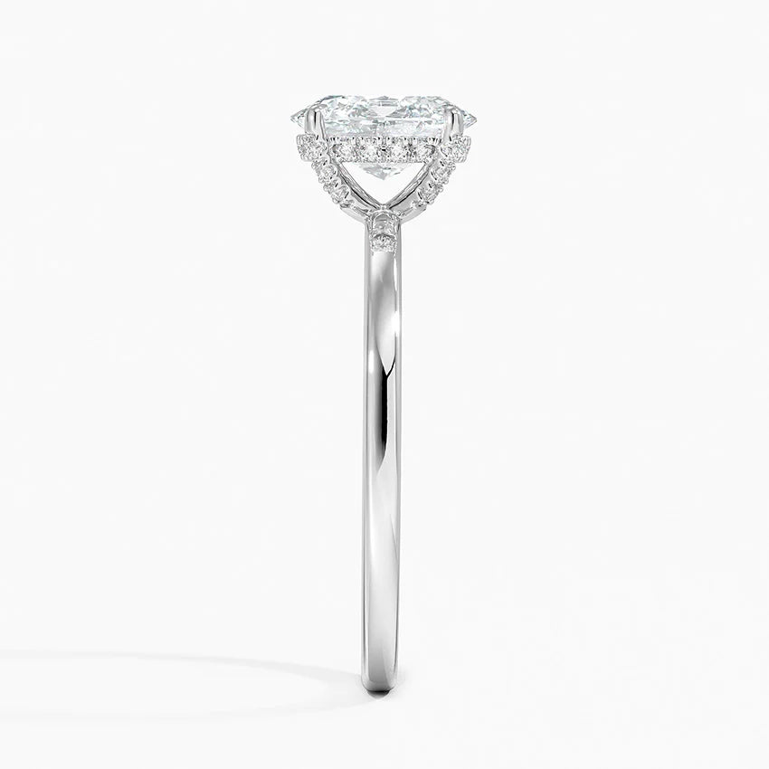 1.15 Karat Oval Kesim Hidden Halo Tasarım Tektaş Laboratuvar Pırlanta Yüzük - Gilora - Bold Diamonds