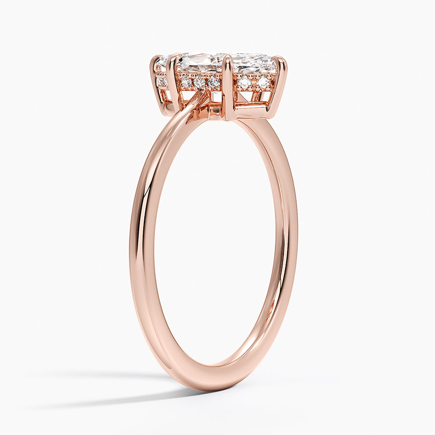 1.10 Marquise Kesim Hidden Halo Tasarım Tektaş Laboratuvar Pırlanta Yüzük - Tilora