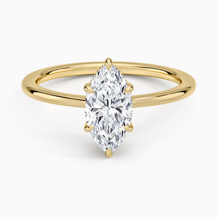 1.10 Marquise Kesim Hidden Halo Tasarım Tektaş Laboratuvar Pırlanta Yüzük - Tilora