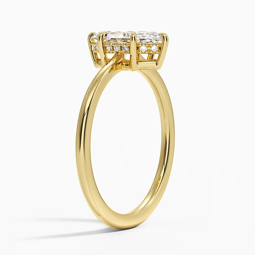 1.10 Marquise Kesim Hidden Halo Tasarım Tektaş Laboratuvar Pırlanta Yüzük - Tilora