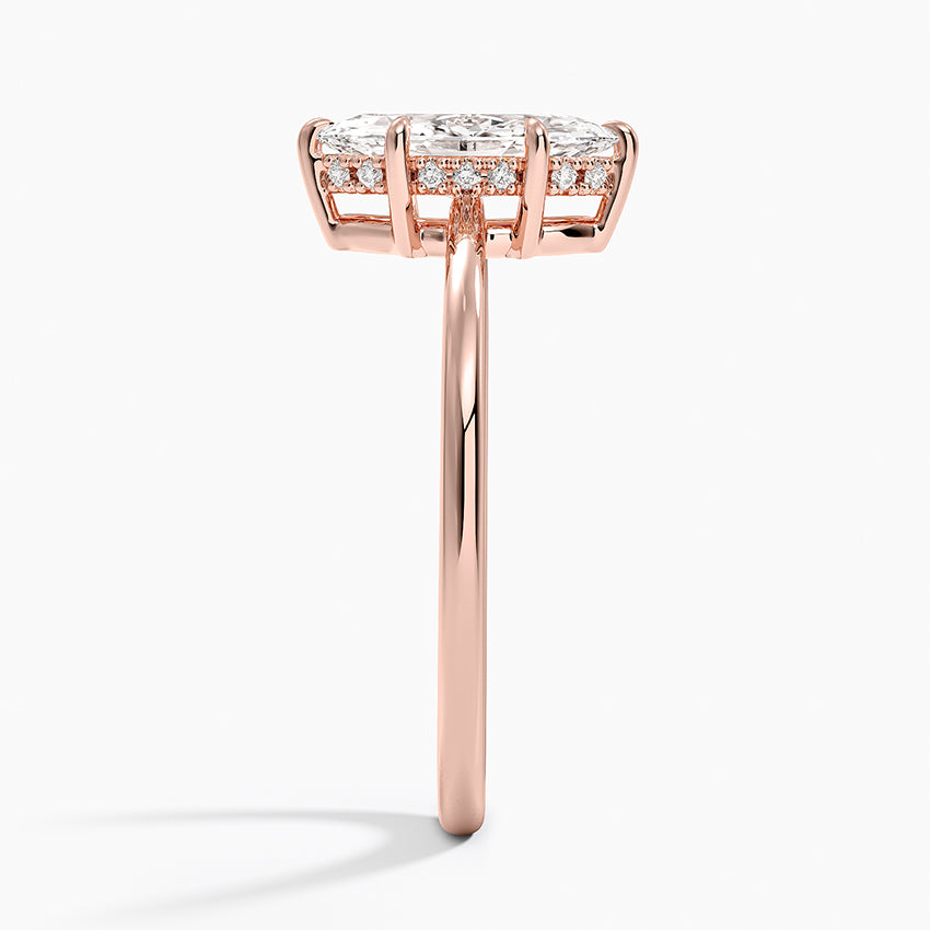 1.10 Marquise Kesim Hidden Halo Tasarım Tektaş Laboratuvar Pırlanta Yüzük - Tilora