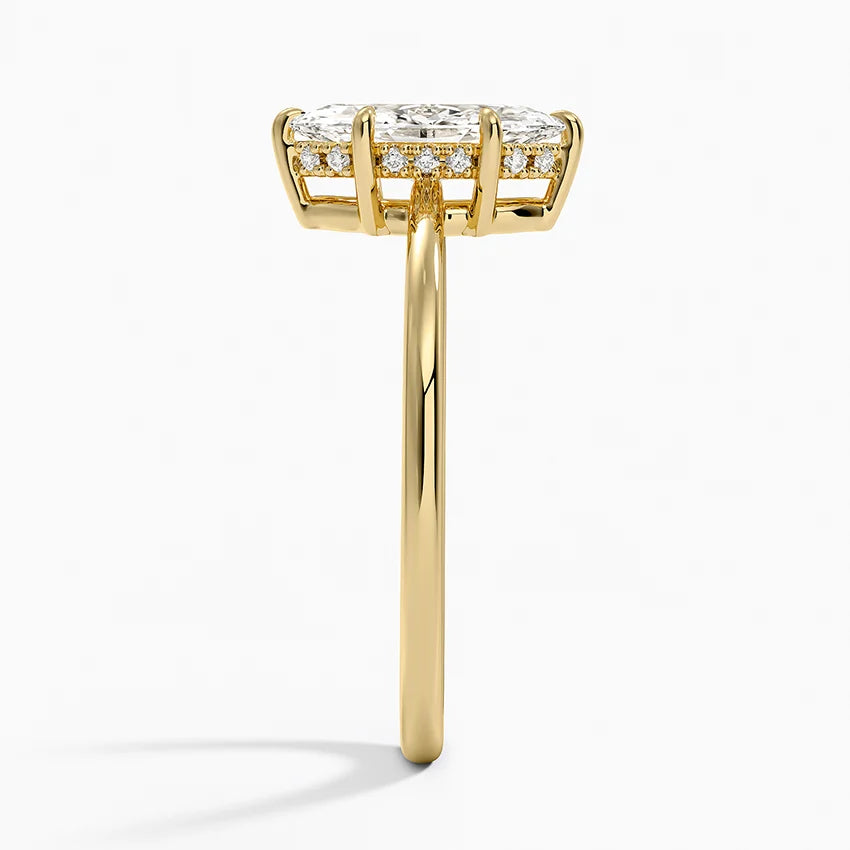 1.10 Marquise Kesim Hidden Halo Tasarım Tektaş Laboratuvar Pırlanta Yüzük - Tilora