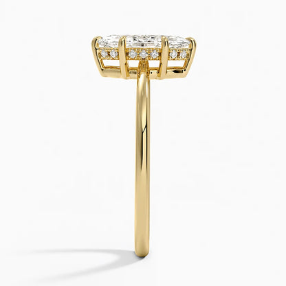 1.10 Marquise Kesim Hidden Halo Tasarım Tektaş Laboratuvar Pırlanta Yüzük - Tilora