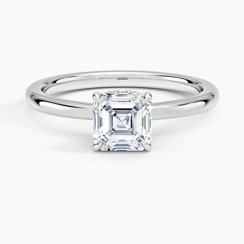 1.15 Asscher Kesim Hidden Halo Tasarım Tektaş Laboratuvar Pırlanta Yüzük - Vilora