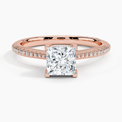 1.25 Karat Princess Hidden Halo Tasarım Tektaş Laboratuvar Pırlanta Yüzük - Milara
