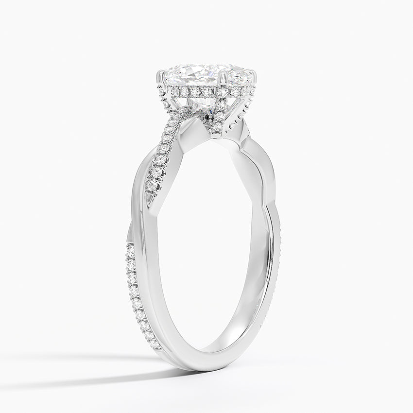 1.25 Karat Oval Kesim Hidden Halo Tasarım Tektaş Laboratuvar Pırlanta Yüzük - Riga