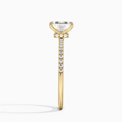 1.25 Emerald Kesim Hidden Halo Tasarım Tektaş Laboratuvar Pırlanta Yüzük 18K - Filora