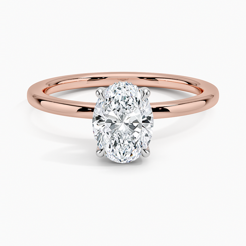 1.10 Karat Oval Kesim Hidden Halo Tasarım Tektaş Laboratuvar Pırlanta Yüzük 18K  - Elora - Bold Diamonds